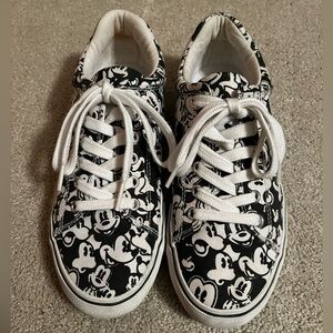Women’s Black and White Mickey Mouse Sneakers
